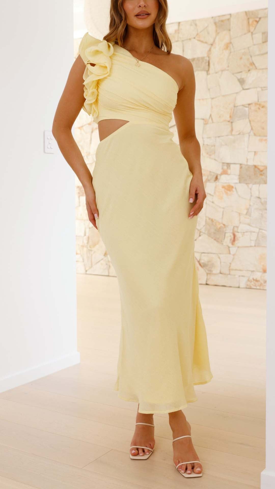 Tilly | Elegant One Shoulder Cutout Midi Dress