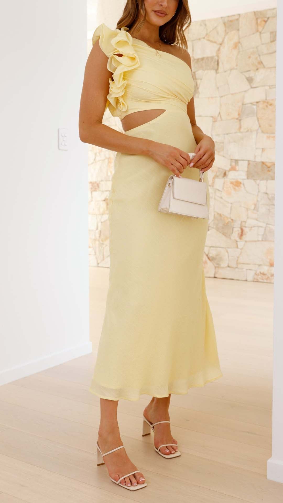 Tilly | Elegant One Shoulder Cutout Midi Dress
