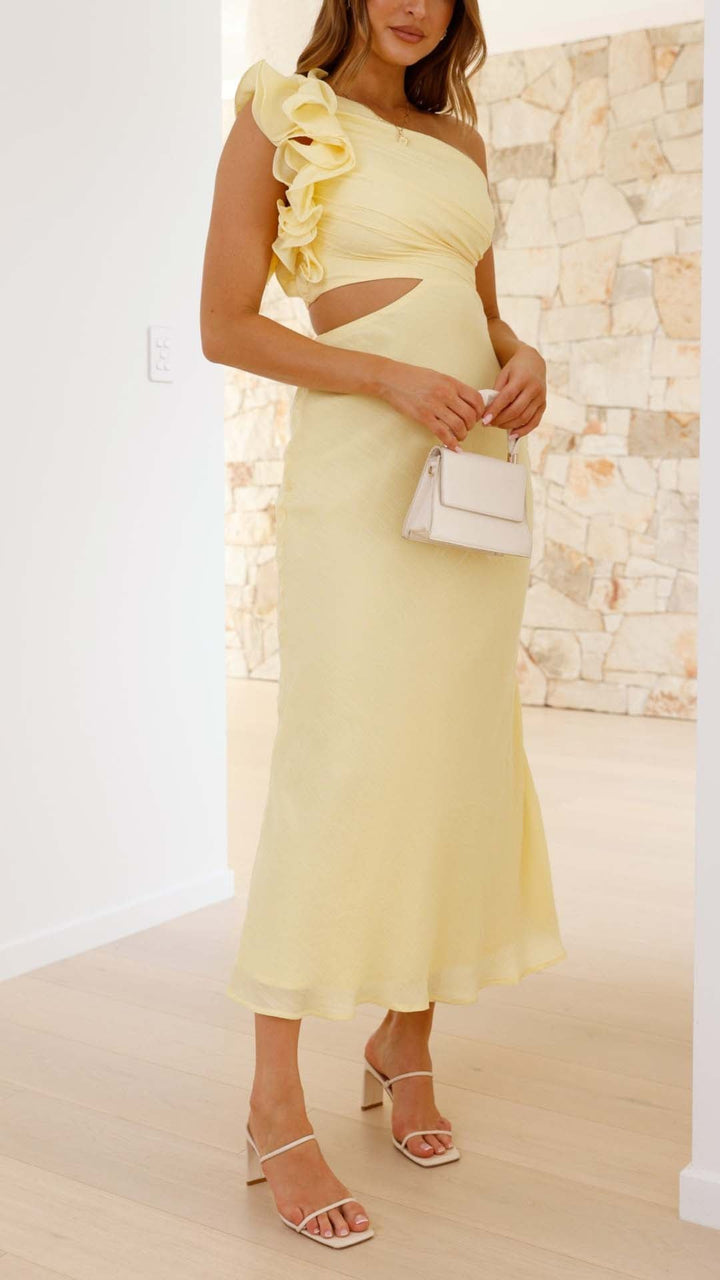 Tilly | Elegant One Shoulder Cutout Midi Dress
