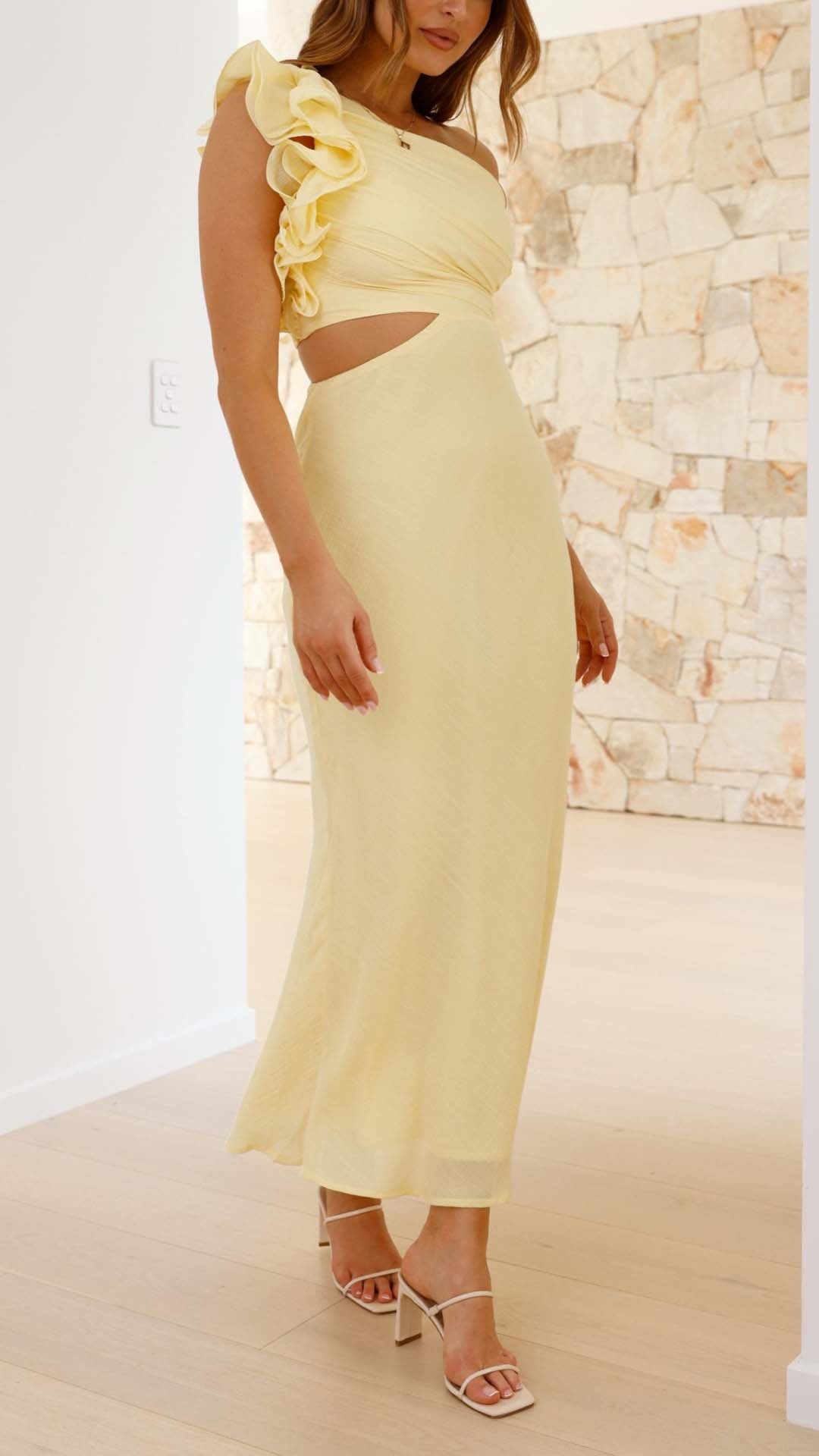 Tilly | Elegant One Shoulder Cutout Midi Dress