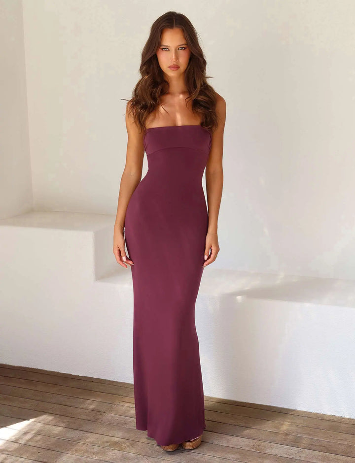 Sybil | Elegant Strapless Backless Maxi Gown