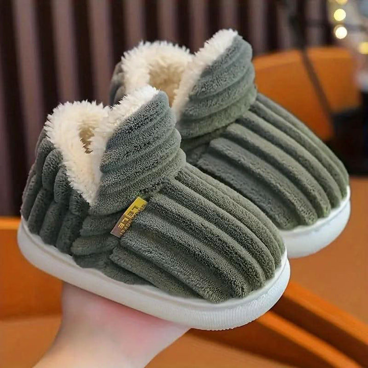 Tiana | Elegant Ribbed Fleece House Slippers With Slip-On Comfort