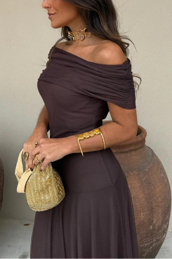 Anya | Elegant Off-Shoulder Mesh Maxi Dress
