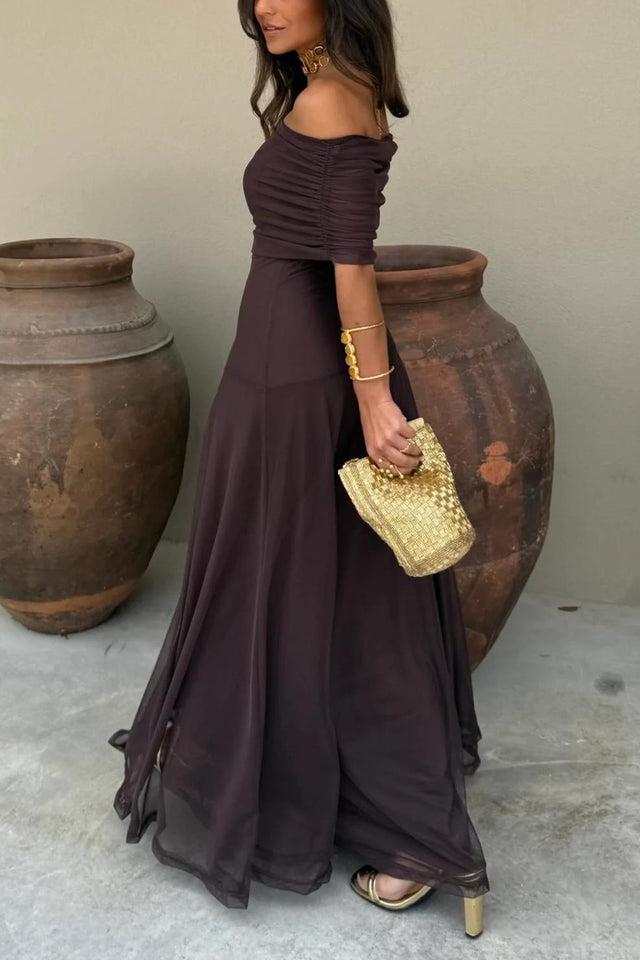 Anya | Elegant Off-Shoulder Mesh Maxi Dress