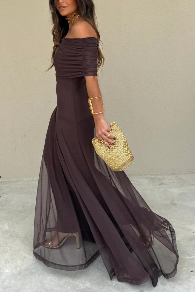 Anya | Elegant Off-Shoulder Mesh Maxi Dress