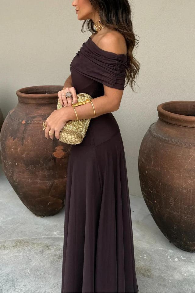 Anya | Elegant Off-Shoulder Mesh Maxi Dress
