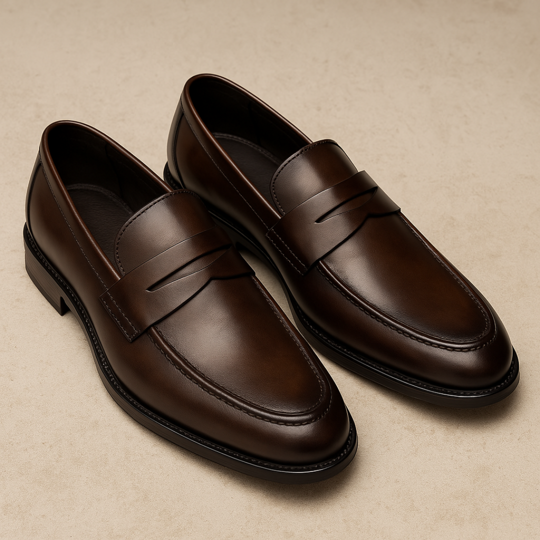 Marcus | Classic Black Leather Penny Loafers Men Dress Shoes