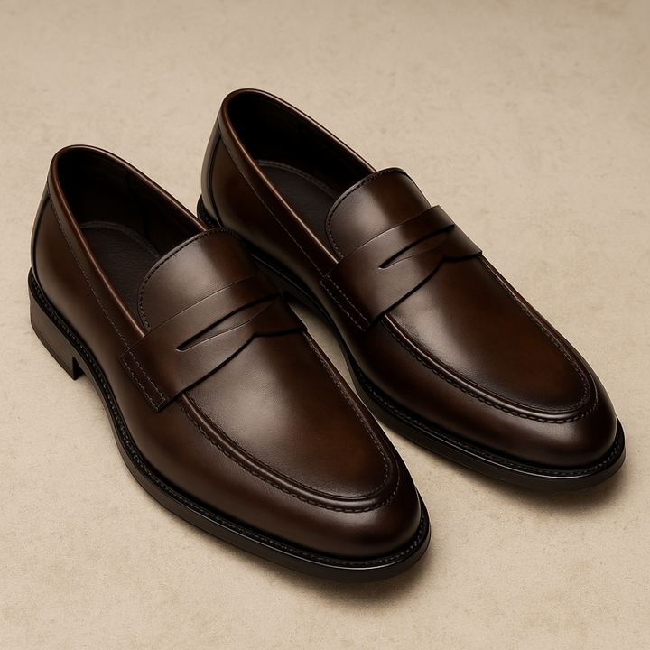 Marcus | Classic Black Leather Penny Loafers Men Dress Shoes