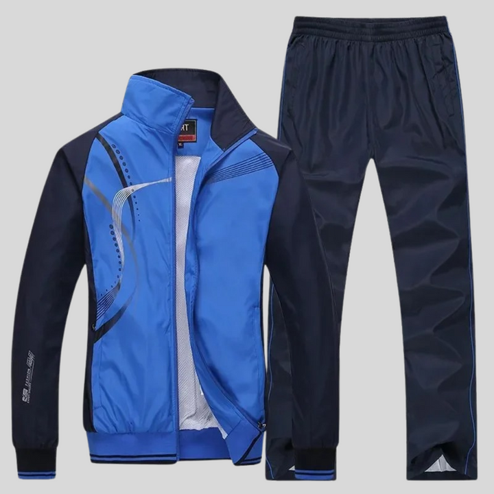 Evie | Stylish Men's Navy And White Athletic Tracksuit Set