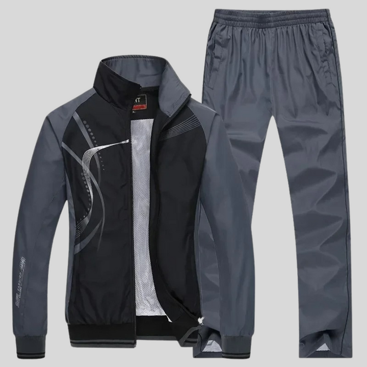 Evie | Stylish Men's Navy And White Athletic Tracksuit Set
