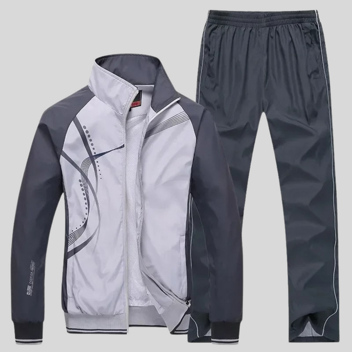 Evie | Stylish Men's Navy And White Athletic Tracksuit Set