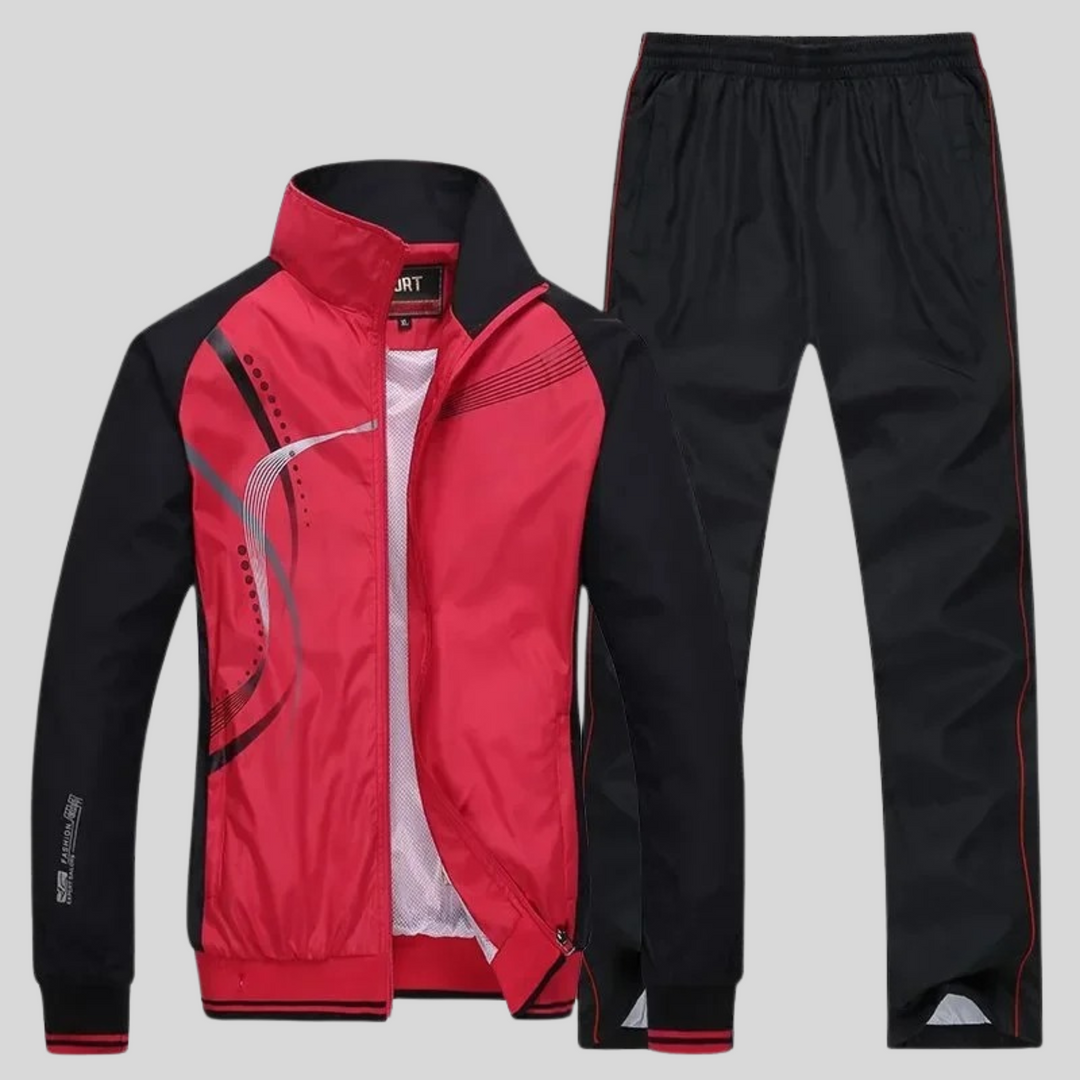 Evie | Stylish Men's Navy And White Athletic Tracksuit Set
