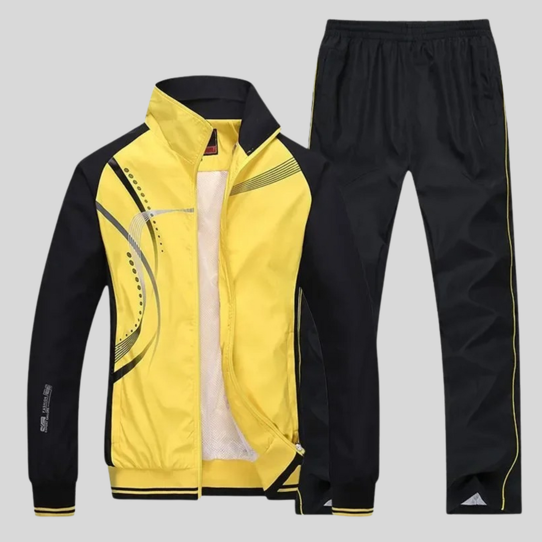 Evie | Stylish Men's Navy And White Athletic Tracksuit Set