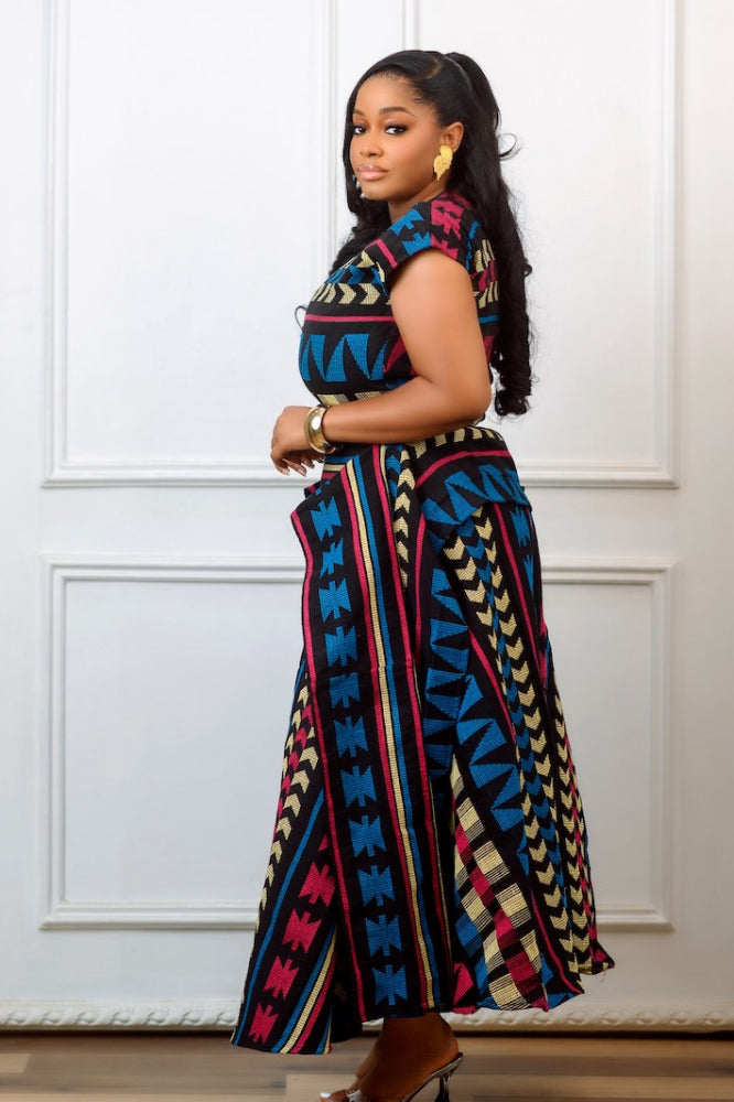 Kimberly | Elegant African Print Peplum Maxi Dress