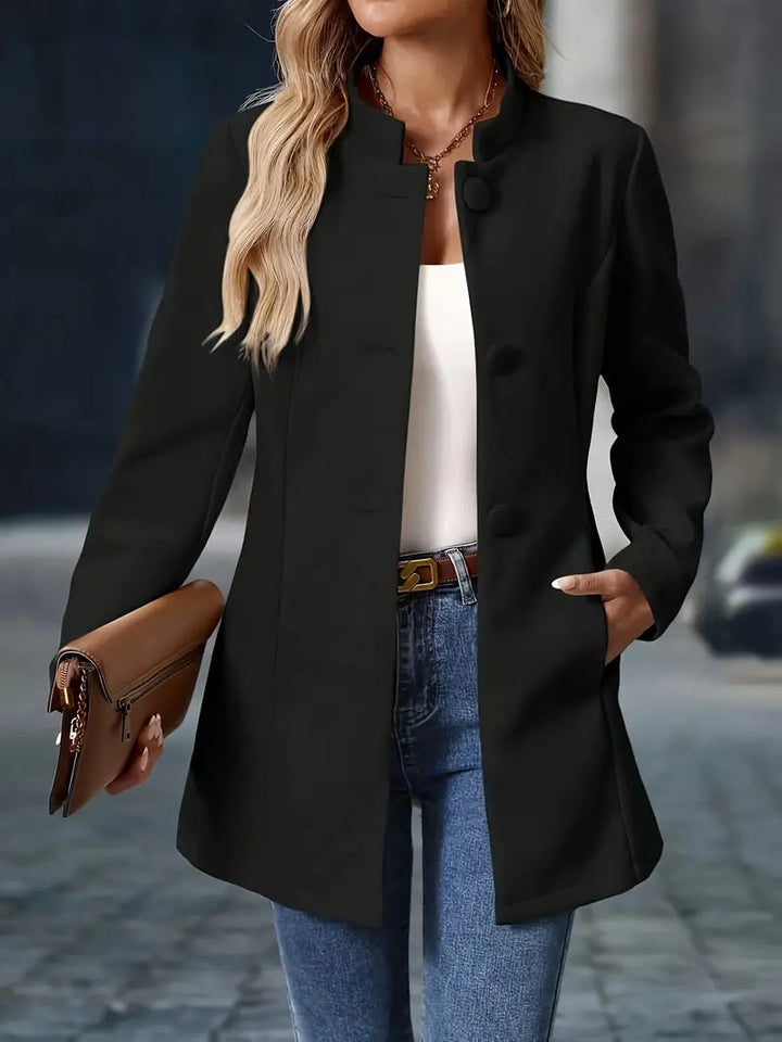 Rosemarie | Elegant Button-Up Short Coat With Stand Collar