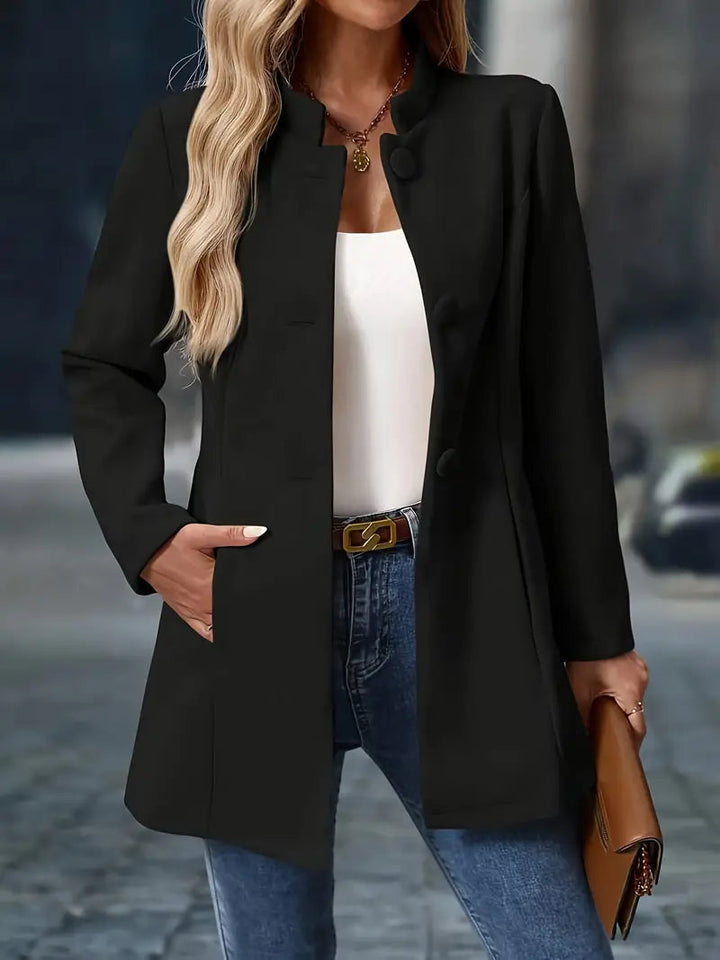 Rosemarie | Elegant Button-Up Short Coat With Stand Collar