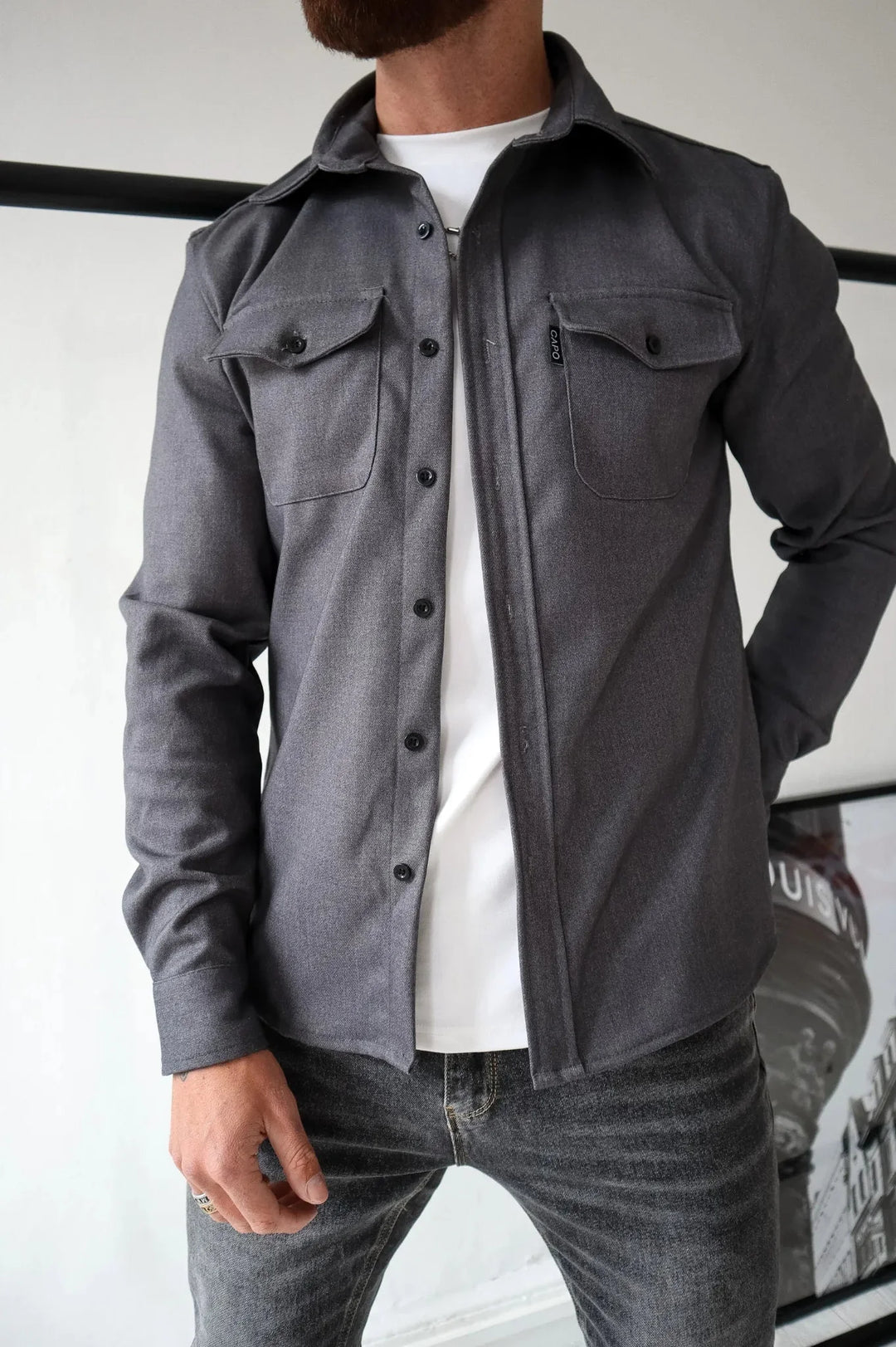 Clara | Stylish Blue Button Up Shirt With Chest Pockets