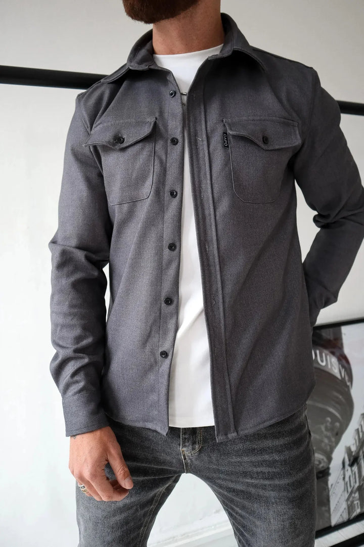 Clara | Stylish Blue Button Up Shirt With Chest Pockets