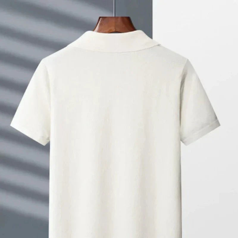Tuscany | Classic Cotton Johnny Collar Polo Shirt Men - Cream