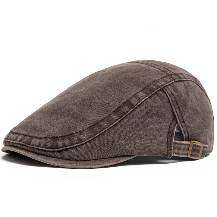 Vintage Cotton Flat Cap Men - Burgundy Newsboy Style