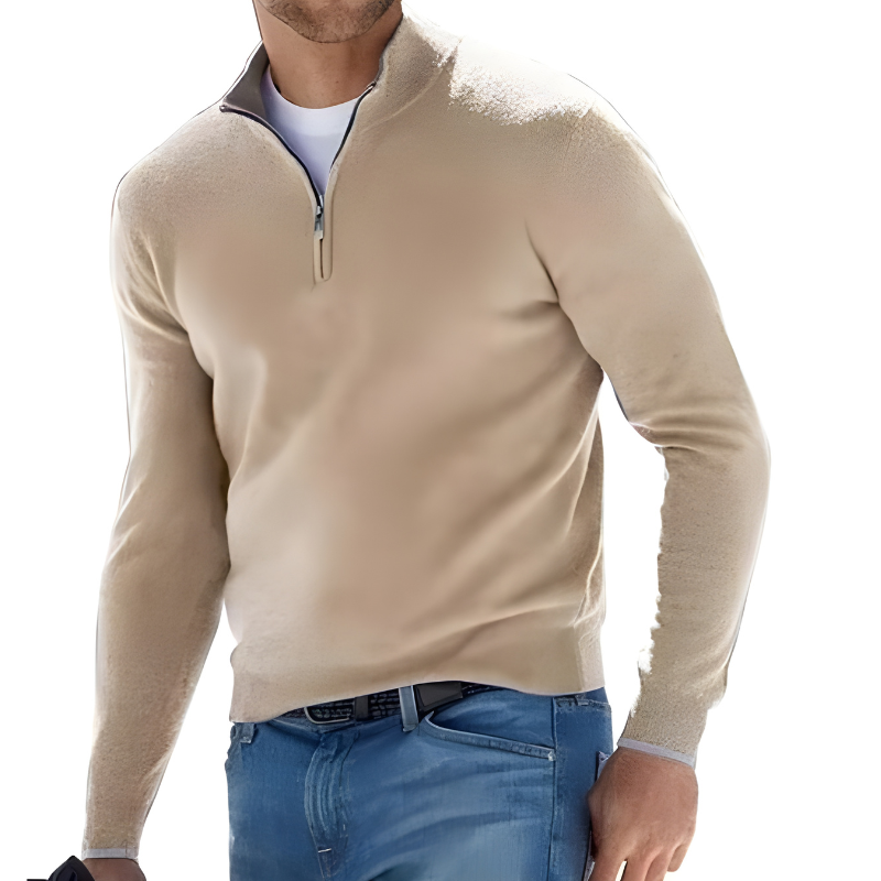 Evelyn | Elegant Men's Coral Quarter-Zip Cashmere Pullover
