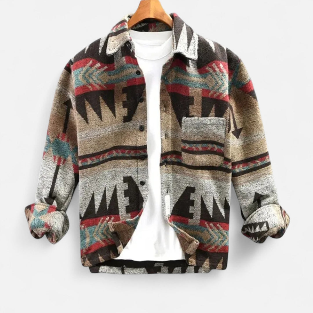 Paige | Stylish Aztec Print Flannel Jacket With Geometric Patterns