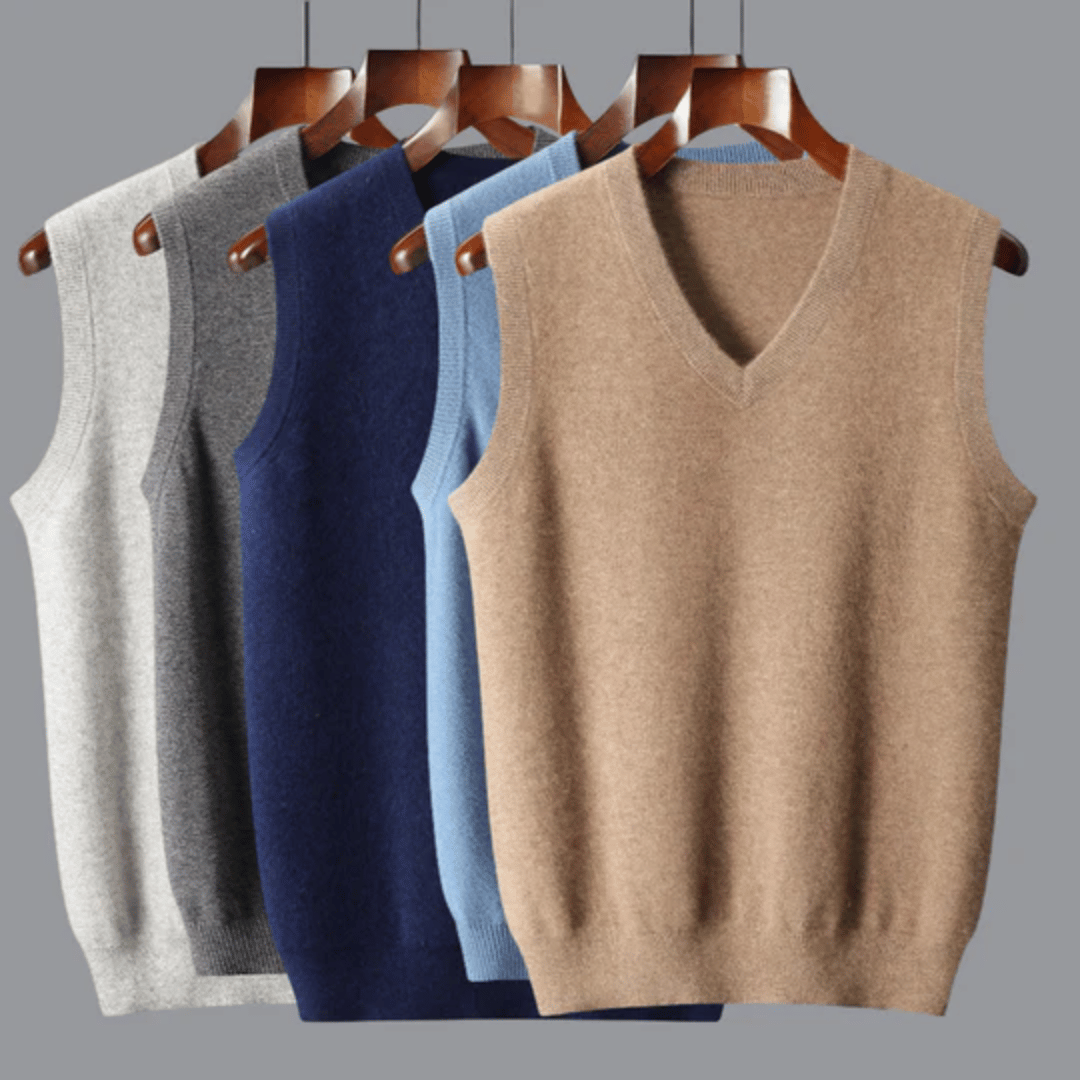 Fiona | Elegant V-Neck Sleeveless Cashmere Vest