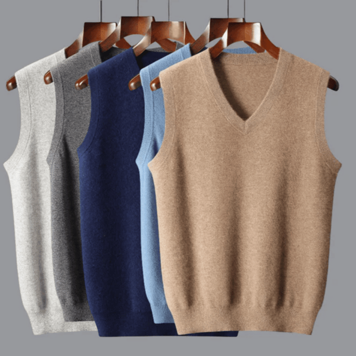 Fiona | Elegant V-Neck Sleeveless Cashmere Vest