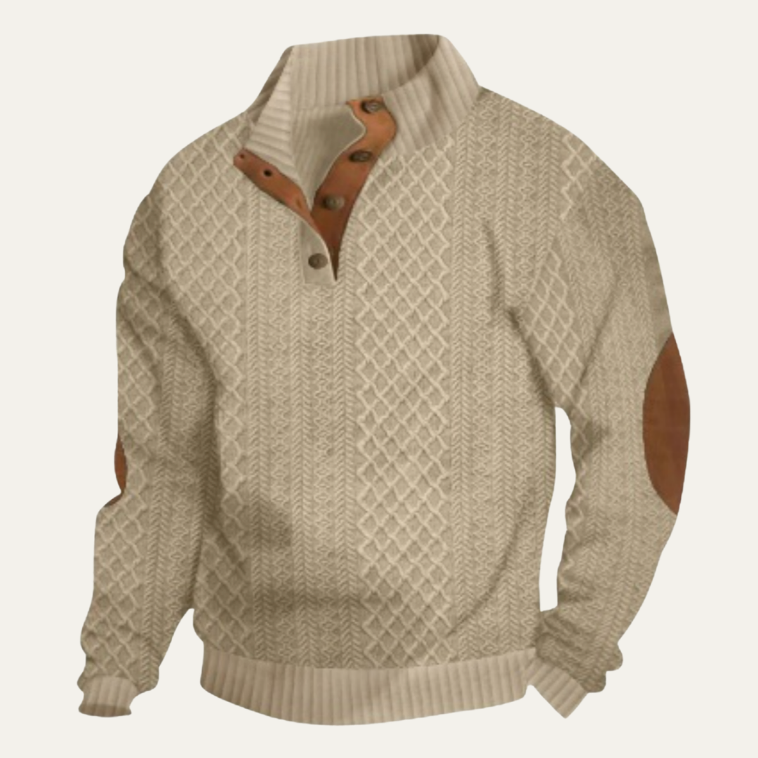 Kingston | Stylish Cable Knit Quarter-Button Cashmere Sweater