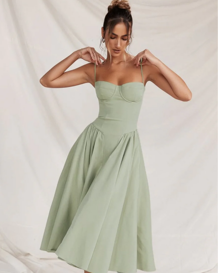 Clara | Elegant Structured Bustier Midi Dress