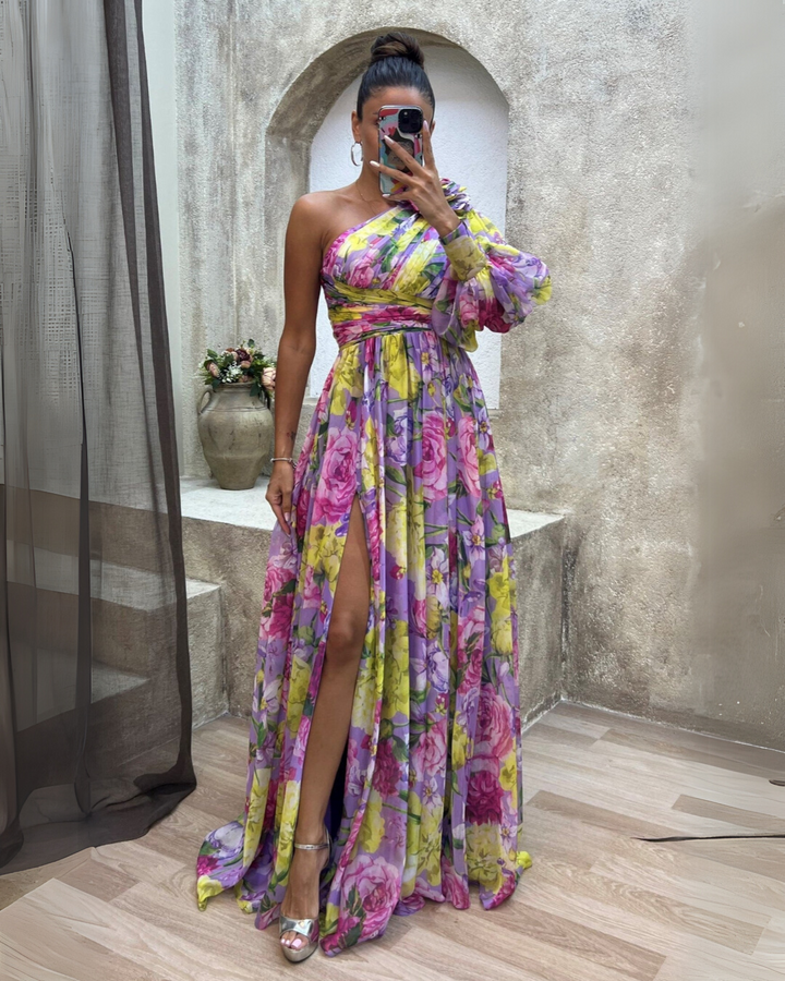 Emma | Elegant One Shoulder Floral Maxi Dress