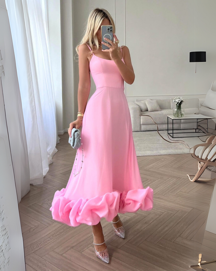 Lily | Elegant Ruffle Spaghetti Strap A-Line Dress