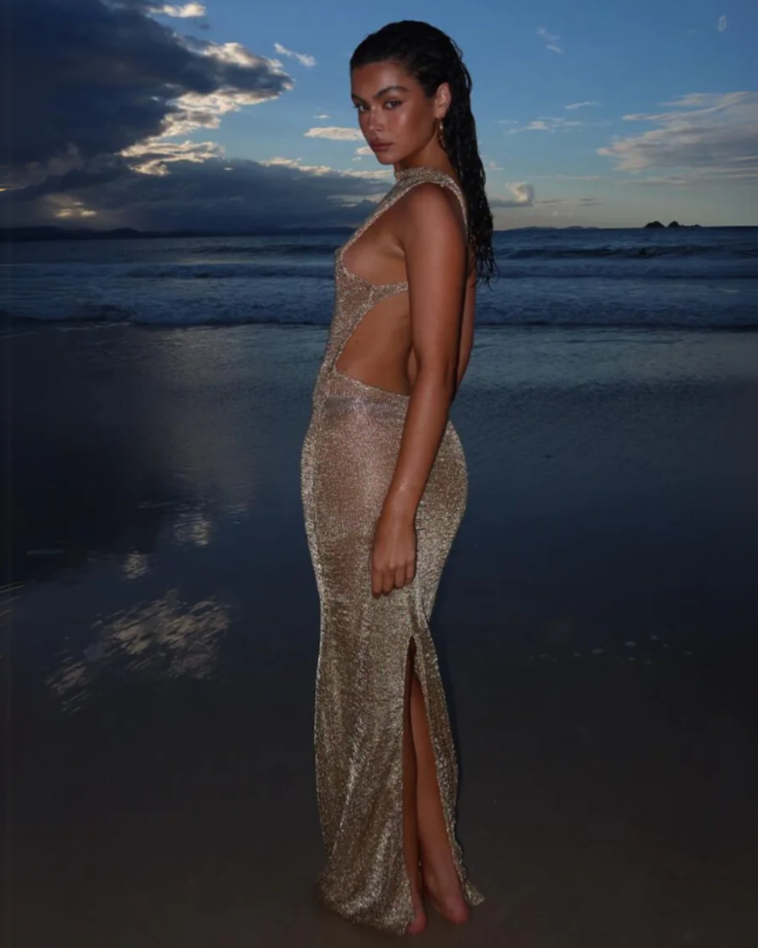 Riley | Elegant Sequin Backless Halter Maxi Gown