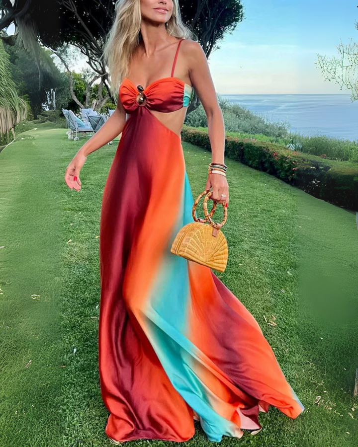 Sybil | Gradient Cutout Maxi Dress With Halter Neckline