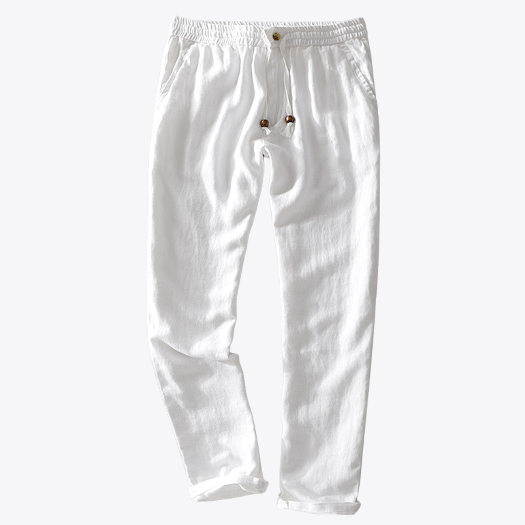Breeze | Casual Drawstring Linen Pants Men - Light Blue
