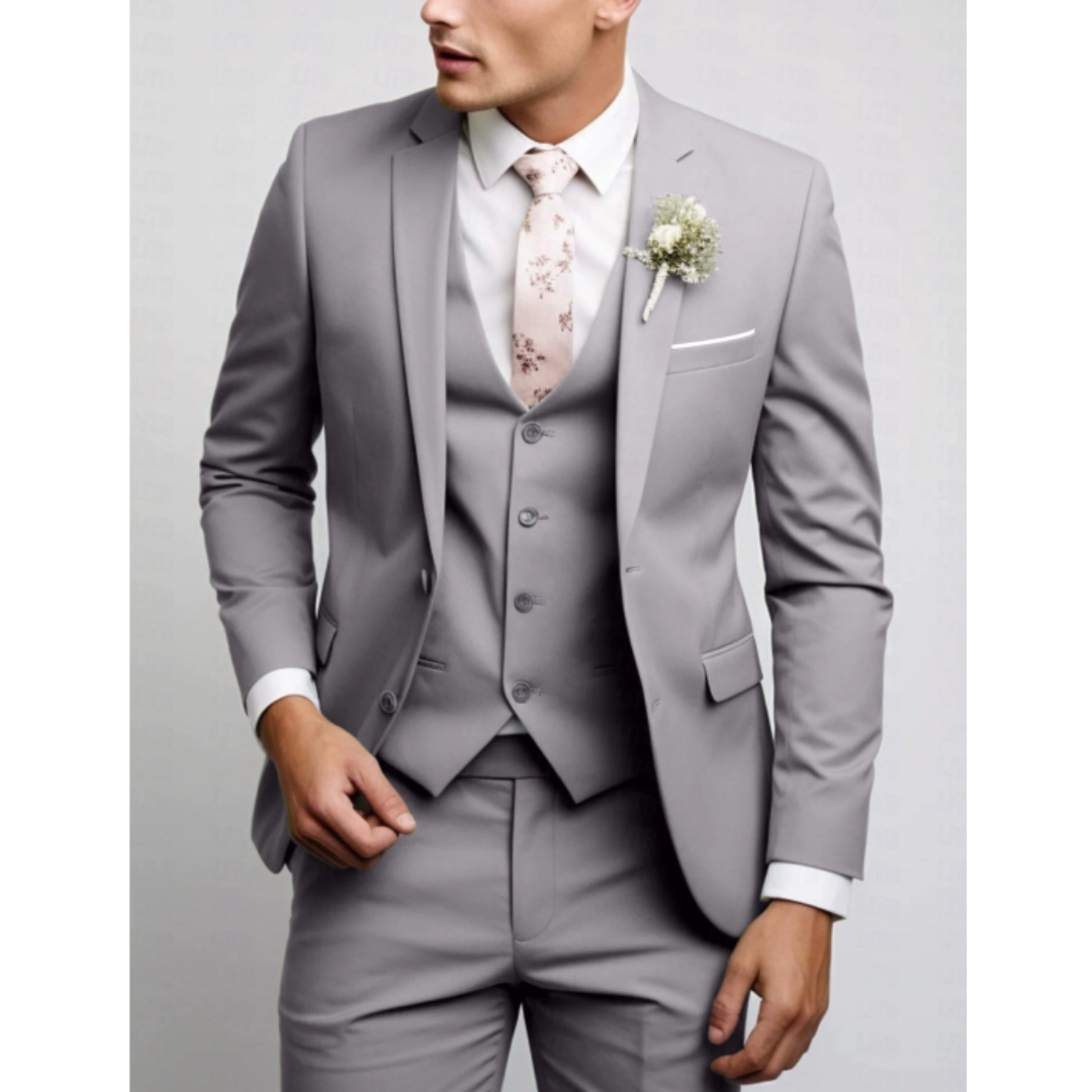 Winston | Elegant Light Blue Three Piece Slim Fit Wedding Suit