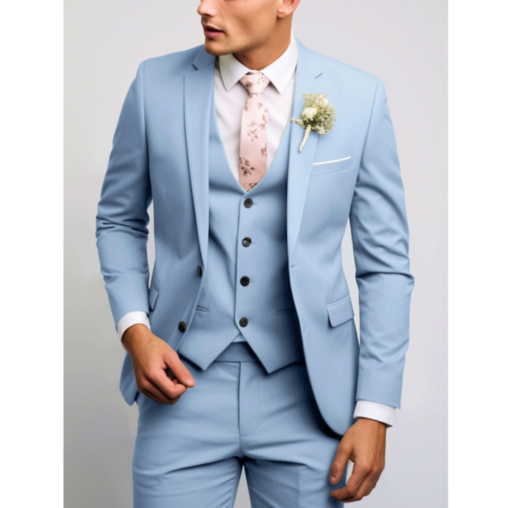 Winston | Elegant Light Blue Three Piece Slim Fit Wedding Suit