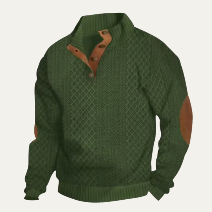 Kingston | Stylish Cable Knit Quarter-Button Cashmere Sweater