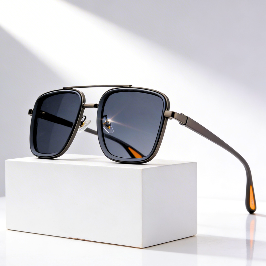 Hannah | Sleek Vintage Square Metal Frame Sunglasses