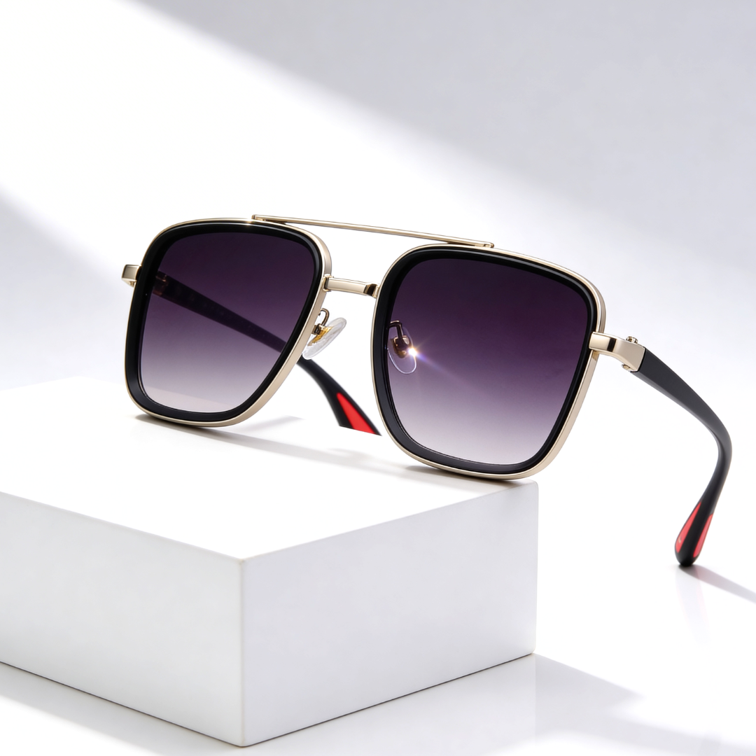 Hannah | Sleek Vintage Square Metal Frame Sunglasses
