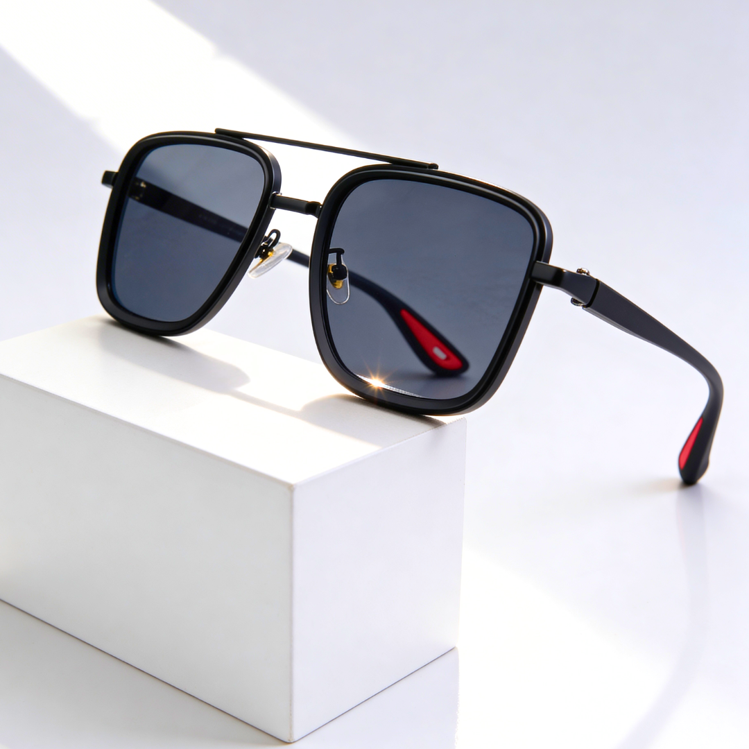 Hannah | Sleek Vintage Square Metal Frame Sunglasses