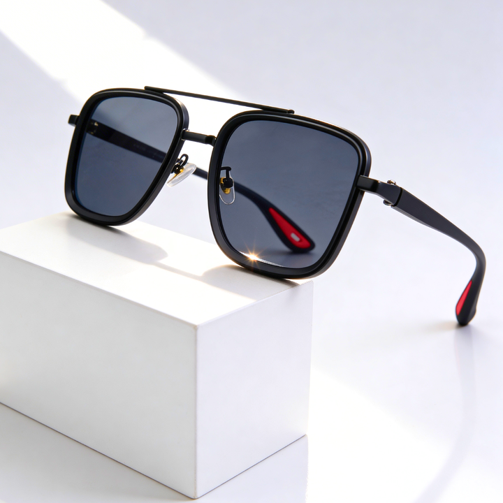 Hannah | Sleek Vintage Square Metal Frame Sunglasses