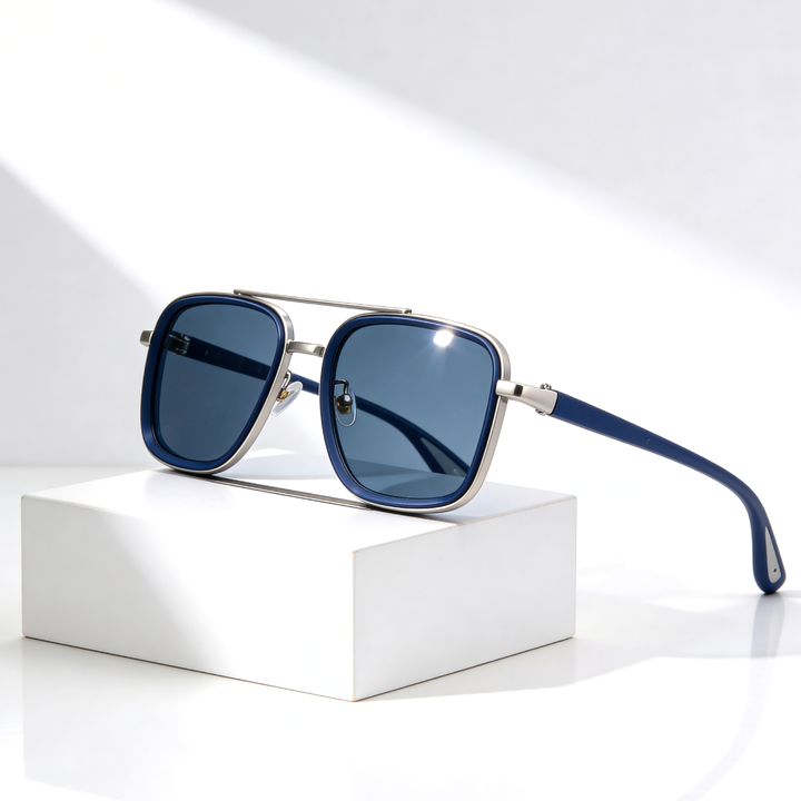 Hannah | Sleek Vintage Square Metal Frame Sunglasses
