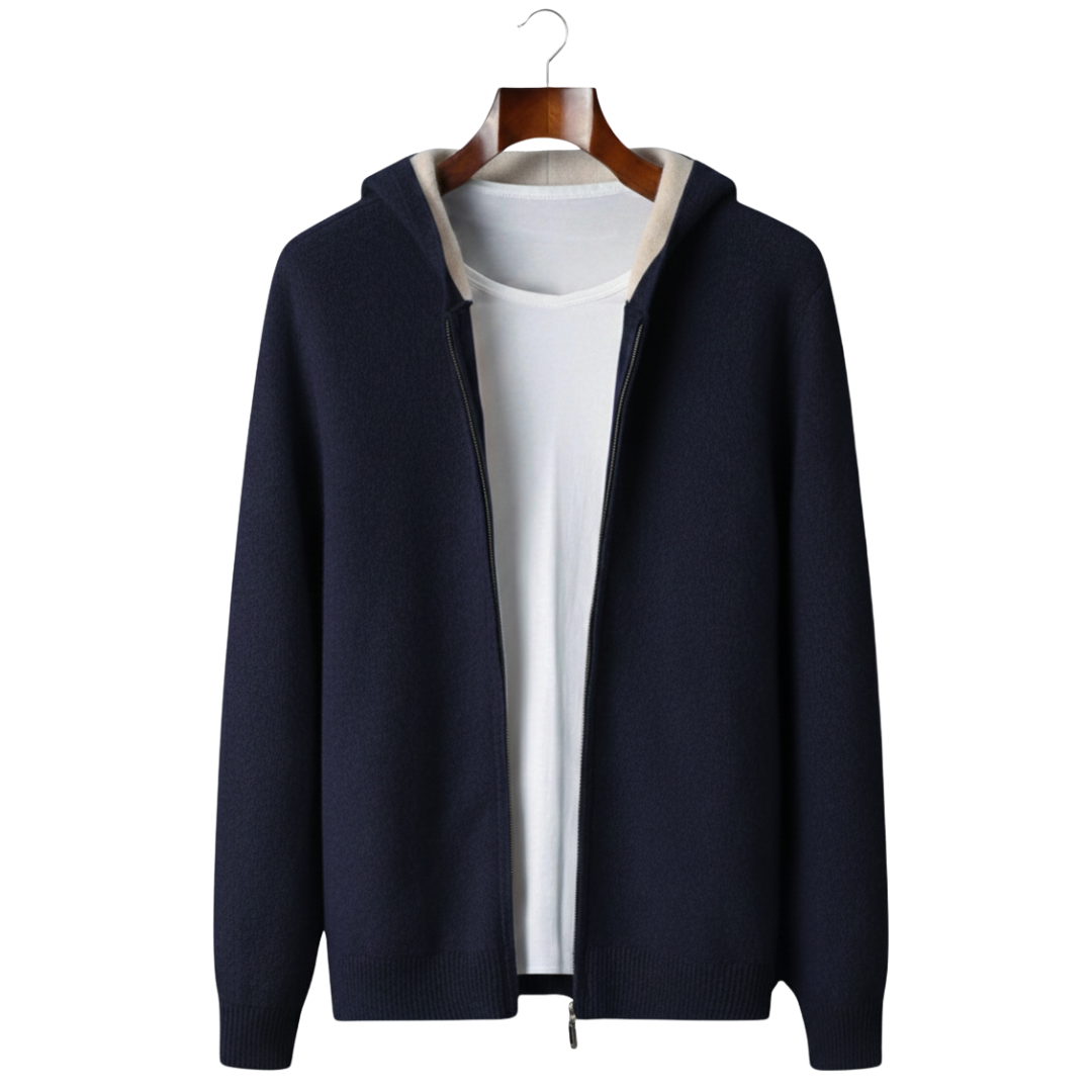 Casper | Elegant Two-Tone Zip Cashmere Hoodie Men