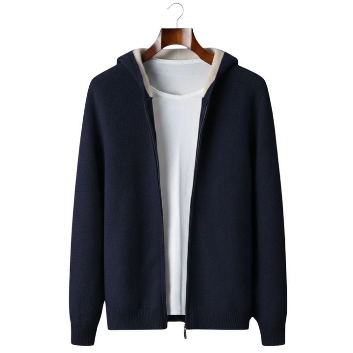 Casper | Elegant Two-Tone Zip Cashmere Hoodie Men