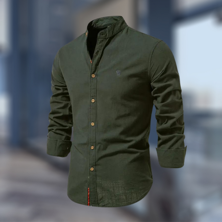 Oliver | Stylish Men's Green Long Sleeve Button-Up Shirt