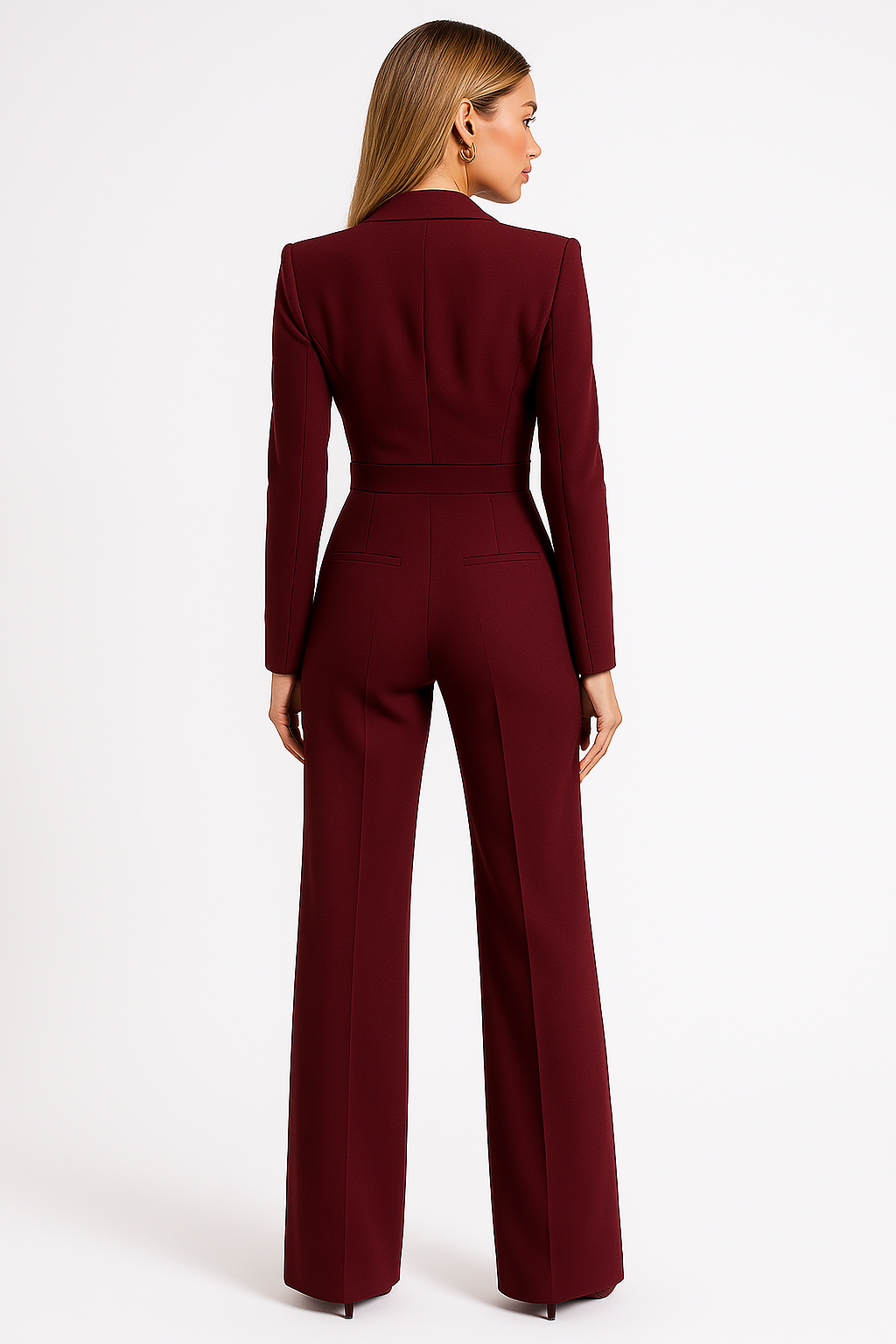 Millie | Elegant V-Neck Wide-Leg Blazer Jumpsuit