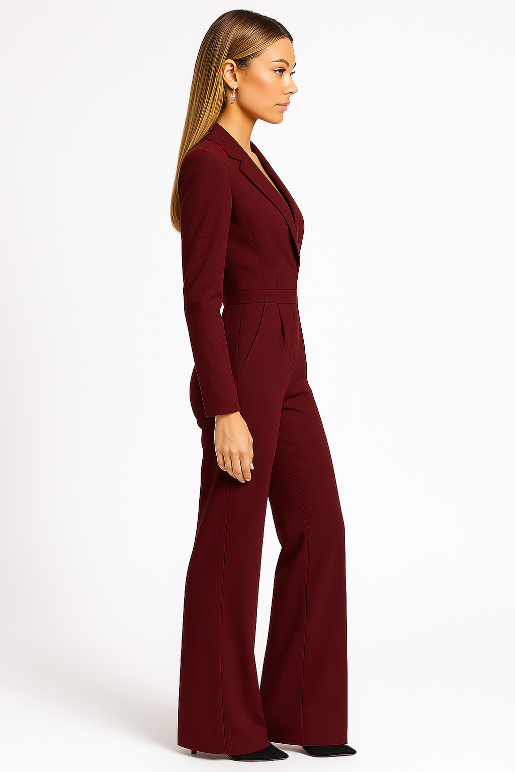 Millie | Elegant V-Neck Wide-Leg Blazer Jumpsuit