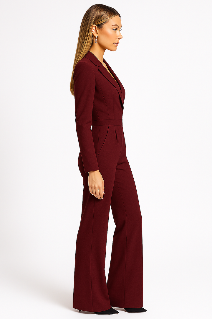 Millie | Elegant V-Neck Wide-Leg Blazer Jumpsuit