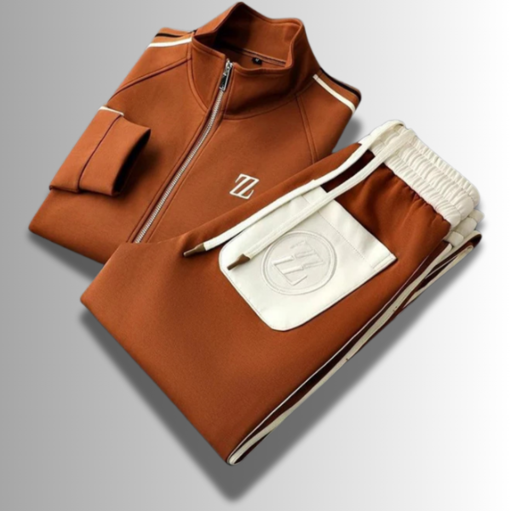 Marco | Stylish Brown Zip-Up Tracksuit For Men - Athletic Wear